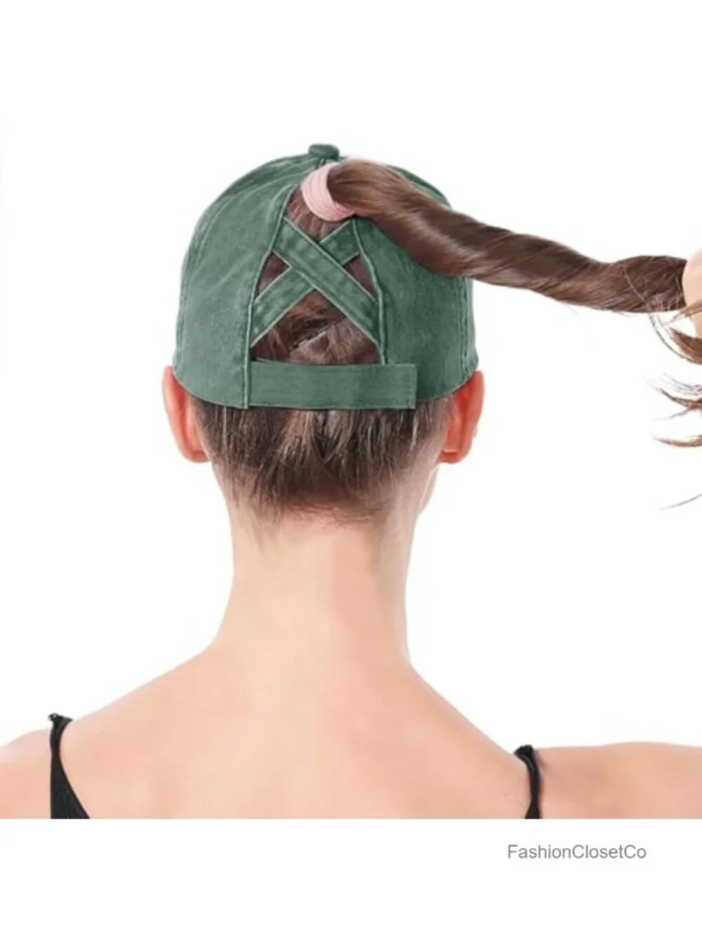 Criss Cross Ponytail Baseball Cap - Distressed Cotton Hat for Outdoor Sports
